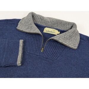 Irelands Eye Men Sweater XL Wool Knit Blue 1/4‎ Zip Pullover Winter Preppy